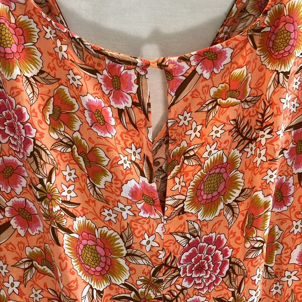 Umgee Orange Paisley V-Neck Mini Dress - Picture 10 of 15